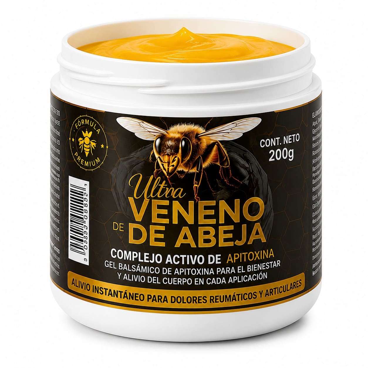 Pote de Ultra Bee Venom 200 g con apitoxina