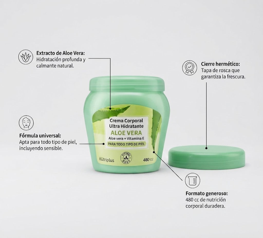 Crema Ultra Hidratante Aloe Vera · 480 cc